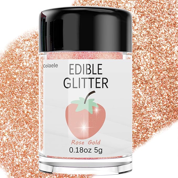 Rose Gold Edible Glitter for Cakes Drinks by Enjoyyourcolorfullife