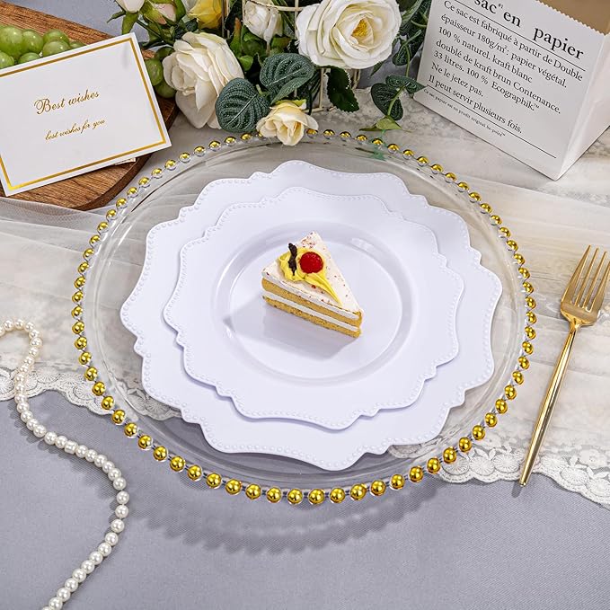 COLOSUS 100pcs 7.5 Inch White Plastic Dessert Plates, Heavy Duty Disposable - Image 7