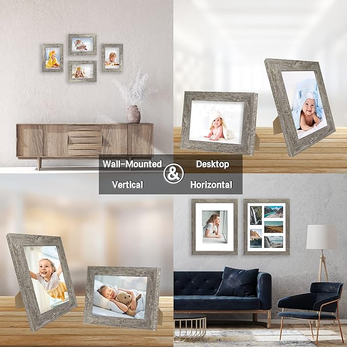 4x6 Picture Frame set of 4, High Definition Glass Distressed Moss Green Frame - Image 5