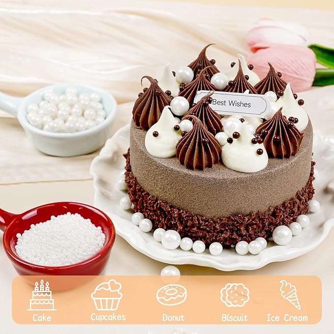 White Edible Sugar Pearl Sprinkles - Image 4