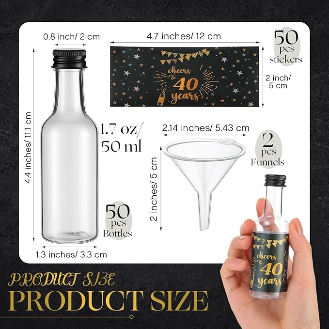 Vesici 50 Pack Mini Liquor Bottles 1.7oz Shot Mini Wine and Champagne Bottle - Image 2