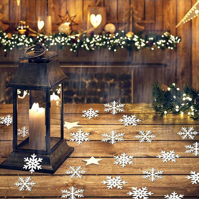 200PC White Snowflake Confetti Christmas Decorations Mini Snowflakes Table - Image 6