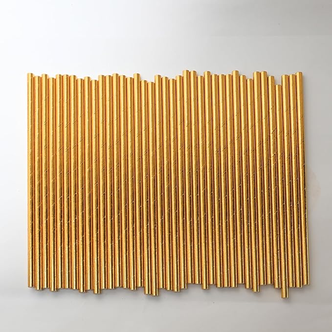 Gold Paper Straws, Disposable Drinking Straws - Image 5