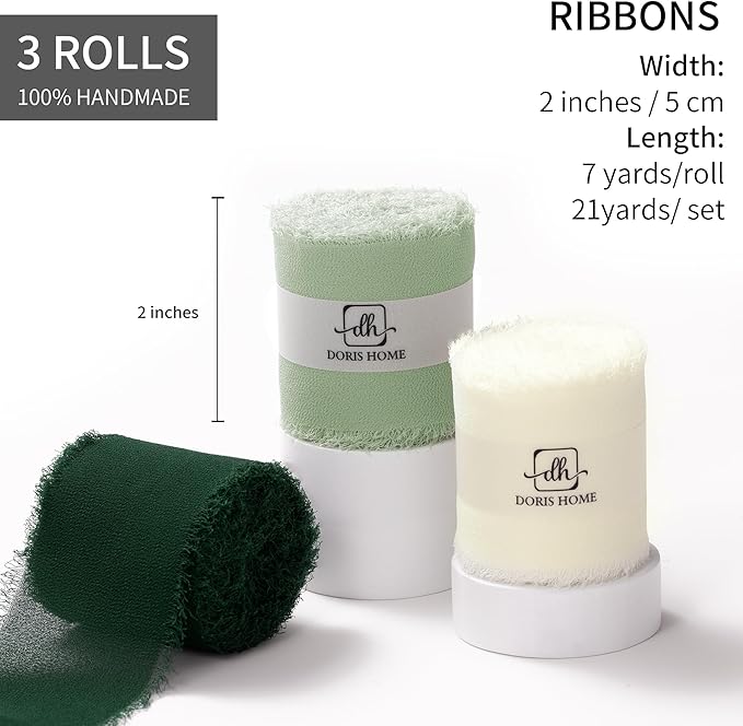 DORIS HOME 2" x21Yd Chiffon Ribbon - Image 3