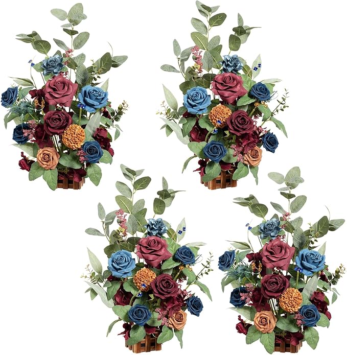 Ling's Moment 17.5" Tall Standing Artificial Flowers Arrangements 4pcs Fall by LingsMoment