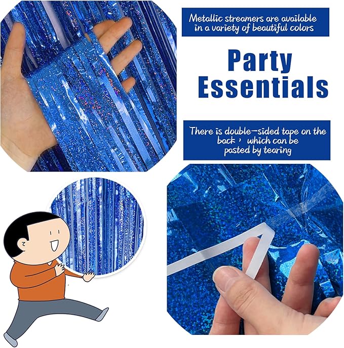 3 Pack Blue Backdrop Party Streamers Ocean Themed Decor Birthday Party - Image 3