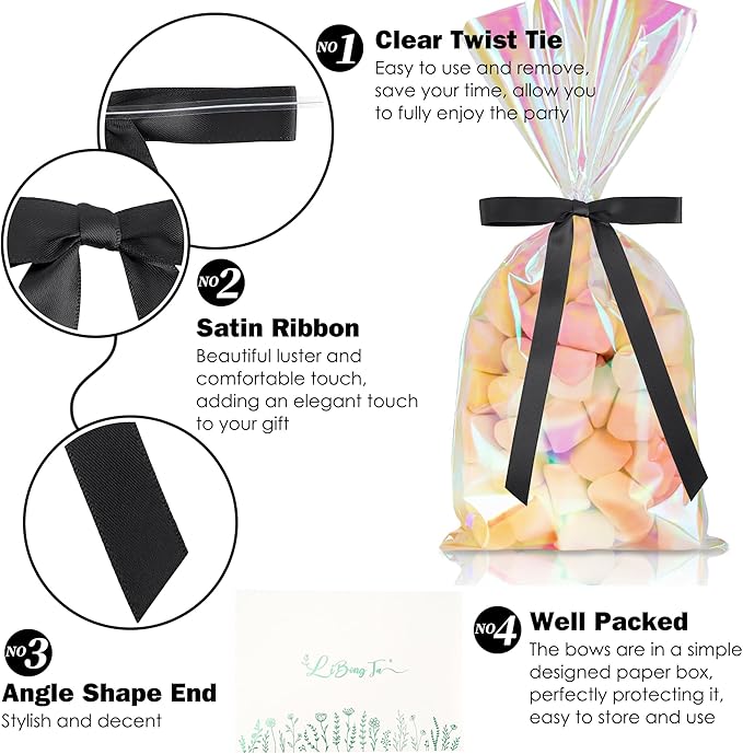 50 PCs Black Bow 5 Inch Long Tail Bows - Image 3