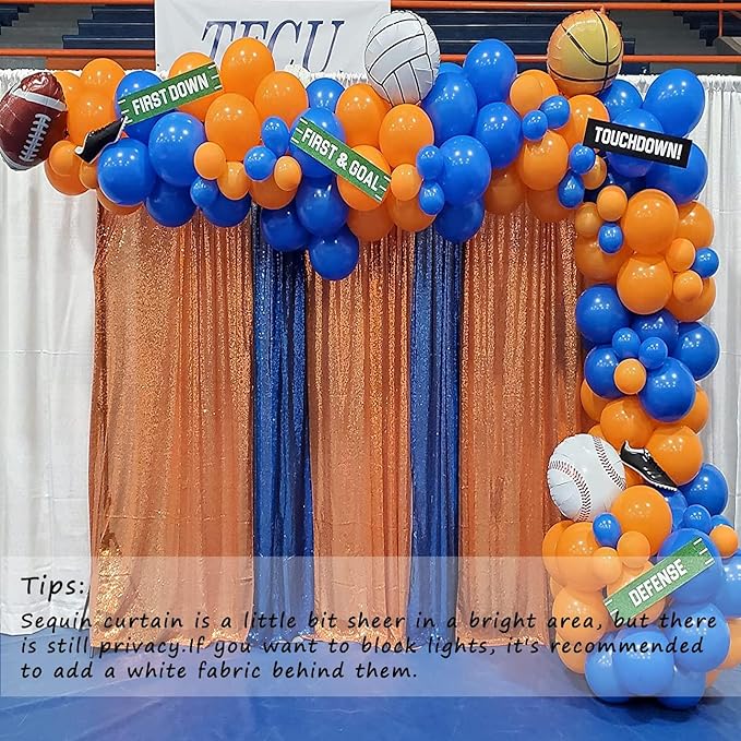 Orange Sequin Backdrop 2FTx8FT 4 Panel Glitter Sequin Backdrop Sparkle Photo - Image 2