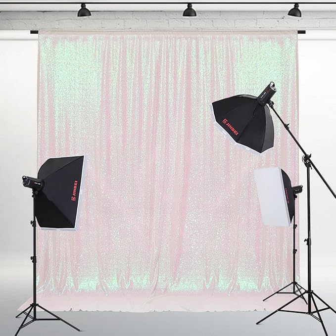 PartyDelight Iridescent 8FTx8FT Sequin Backdrop Photography Curtain Special - Image 2