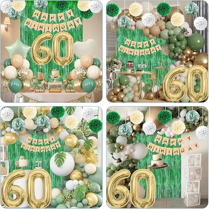 Sage Green 60th Birthday Decorations - Image 5