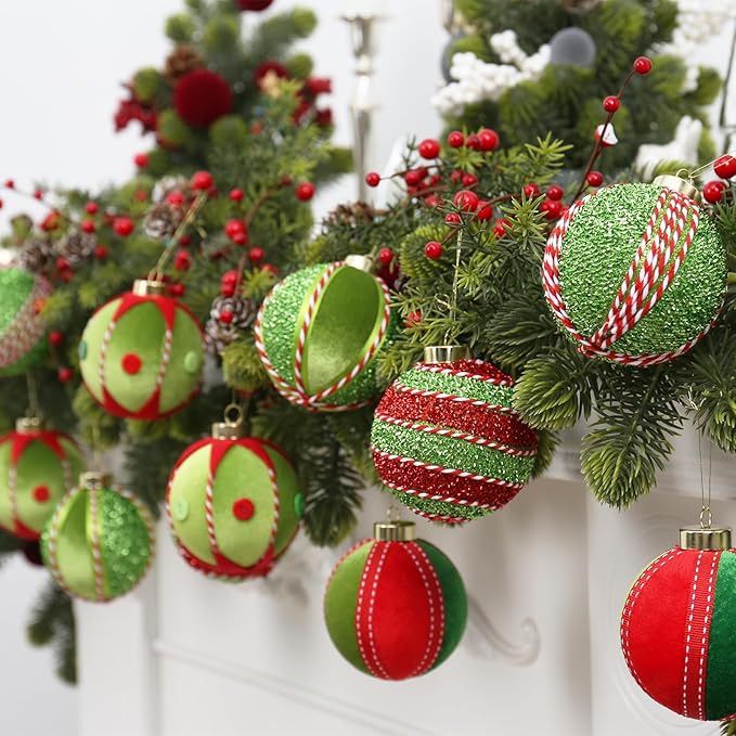 SY Super Bang Red Green Christmas Ball Ornaments, - Image 5