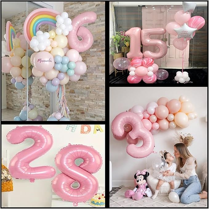 Light Pink 0 Number 40 Inch Large Balloon 0 Numbers Big Foil Helium Number - Image 6