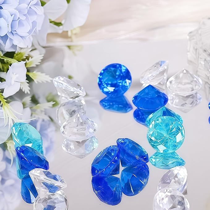 Acrylic Diamond Fake Gems Vase Filler, Babenest 240pcs 3/4 Inch Faux Diamonds - Image 2