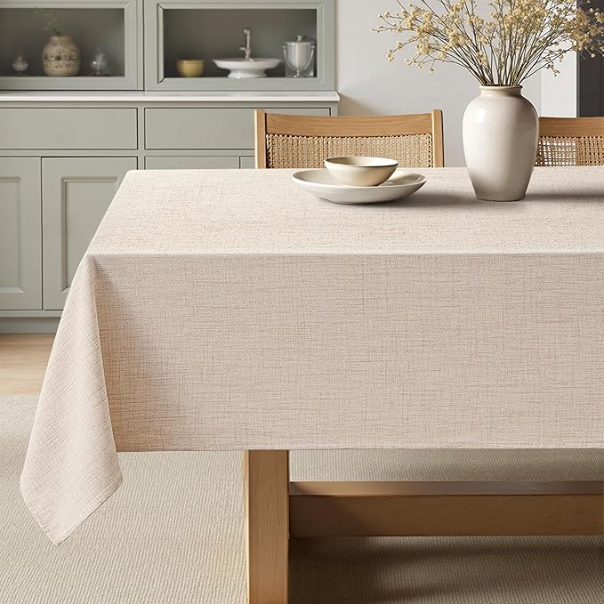 MIULEE Ivory Linen Tablecloth 60x120 Inch Rectangle Table Cloth Waterproof by MIULEE