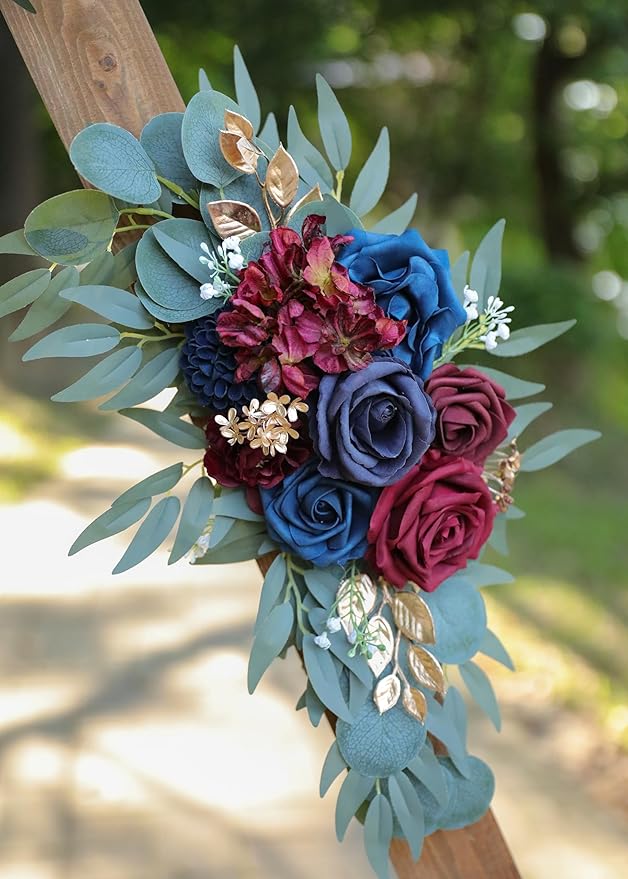 Artificial Navy Blue Wedding Arch Flower Swags Set of 2 - Image 8