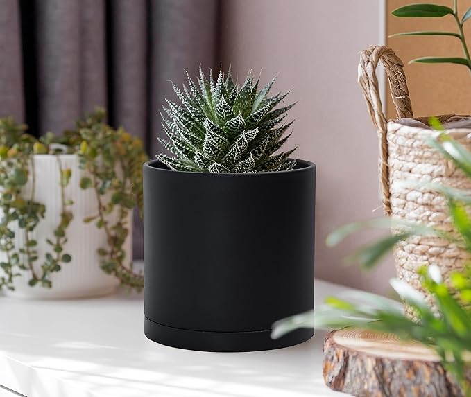 D'vine Dev 4 Pack 4 Inch Modern Plastic Plant Pots, Small Garden Planters - Image 3