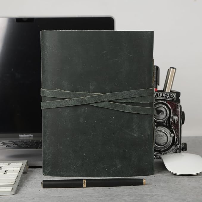 Handmade Leather Journal 7x5 Inch | Blue Vintage Notebook - Image 5