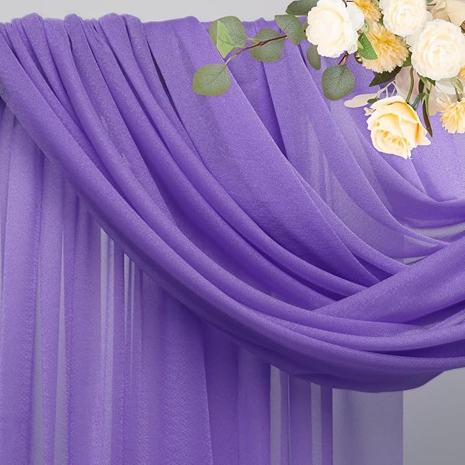 Wokceer Lavender Purple Wedding Arch Draping Fabric Backdrop 4 Panels 28.7" X - Image 4