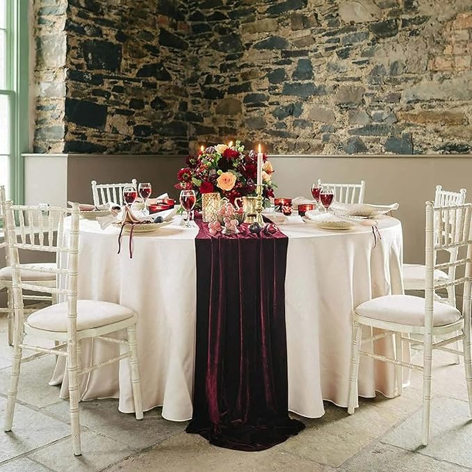 Luxurious Velvet Table Runner, 10ft Wedding Reception Decorations, 20x120inch - Image 2