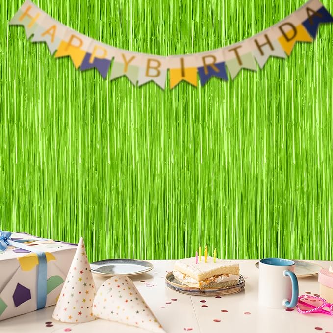 2 Pack Backdrop Curtains, 3.28 Feet x 7.05 Feet Grass Green Fringe Curtains - Image 7