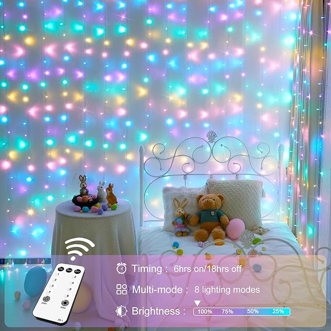 JMEXSUSS 300LED Easter Decorations Curtain Lights - Image 4