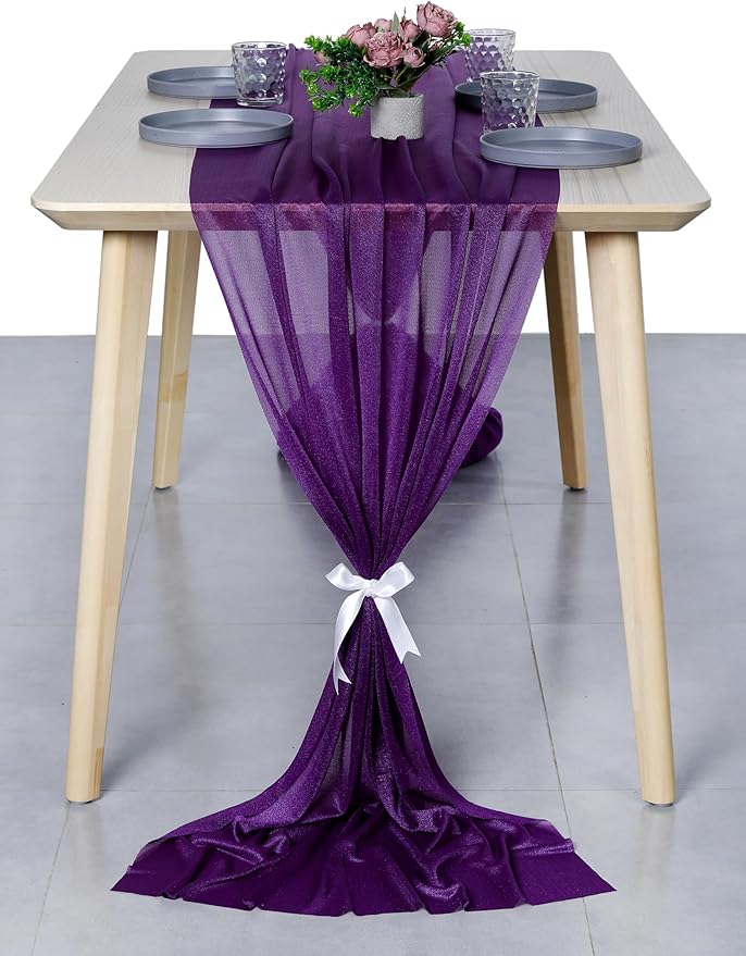 MDS 15 Pack 10ft Chiffon Table Runner 29 x 120 Inches Sheer Wedding Runner - Image 8