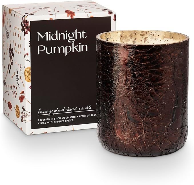 ILLUME Noble Holiday Midnight Pumpkin Small Crackle Glass Candle - Image 6