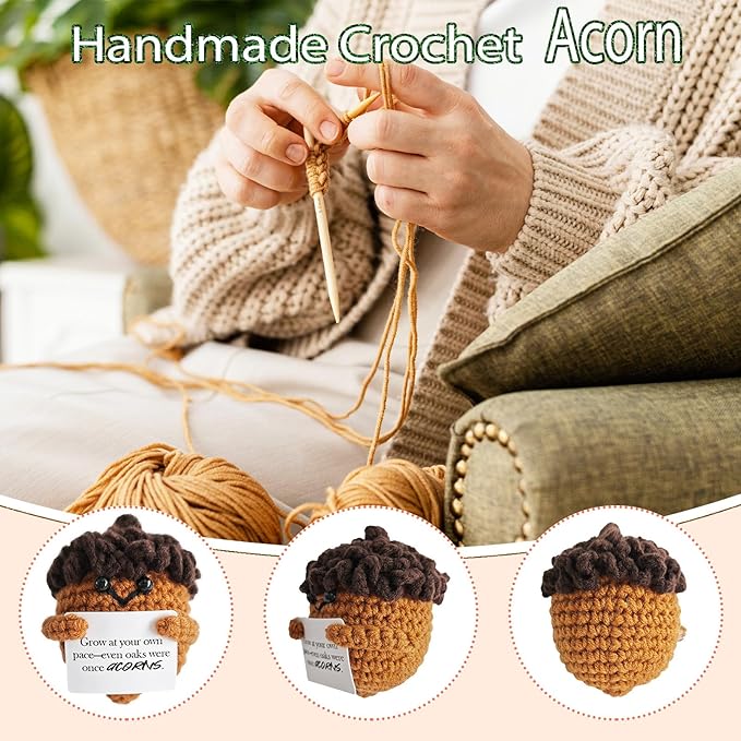 Emotional Support Crochet, Cute Acorn Crochets Pattern, Handmade Crochet Acorn - Image 4