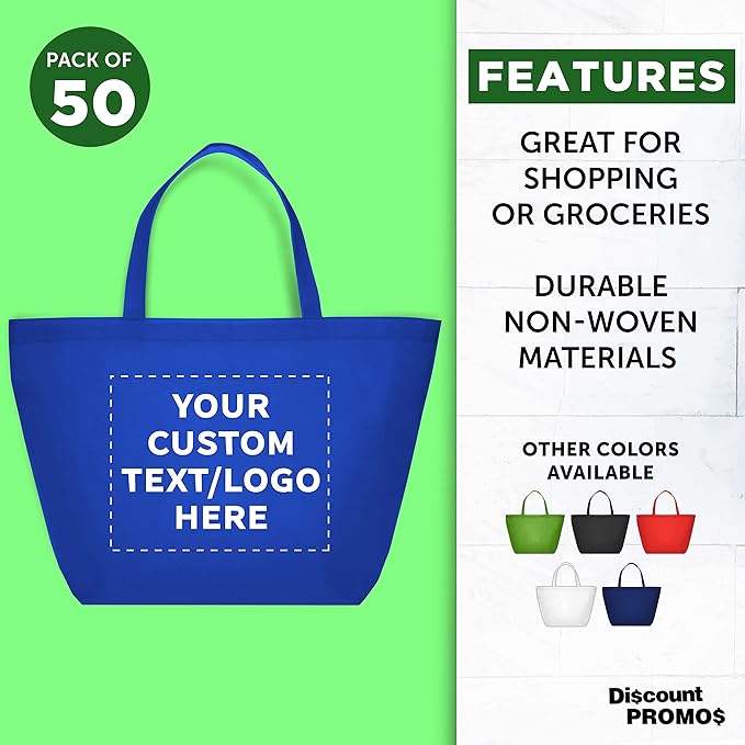 DISCOUNT PROMOS Custom Southern Style Grocery Tote Bags Set of 50 - Image 2