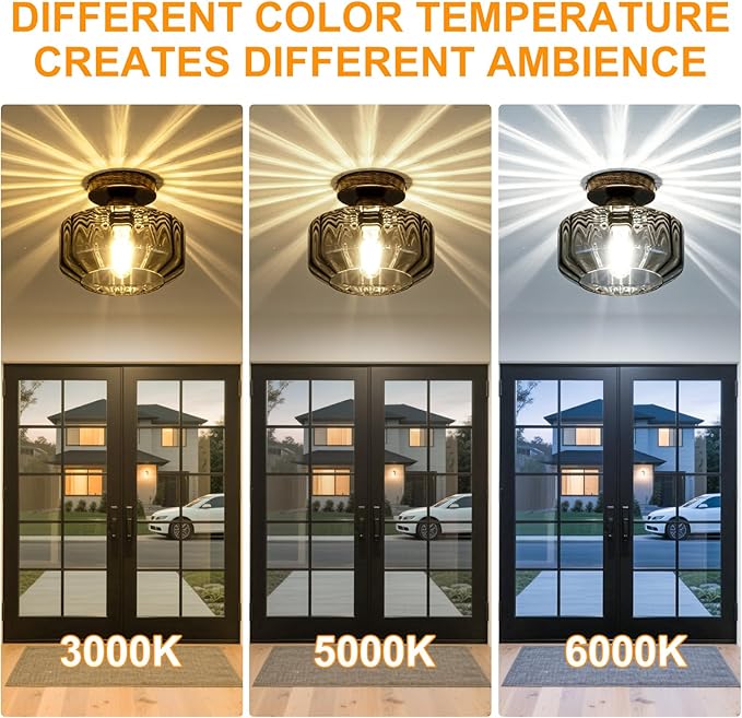 Smoked Glass Flush Mount Ceiling Light - Image 8