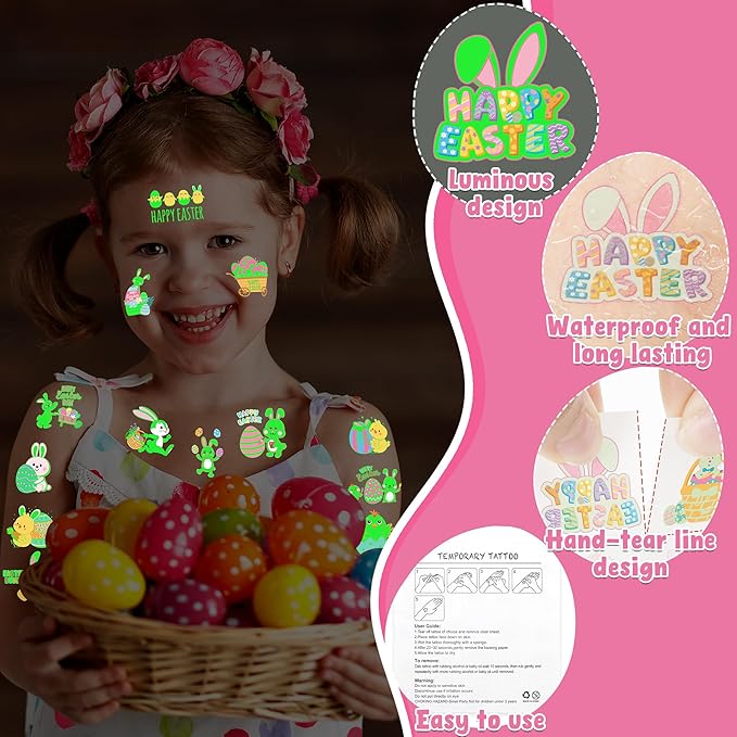 150 PCS Luminous Easter Tattoos - Image 3
