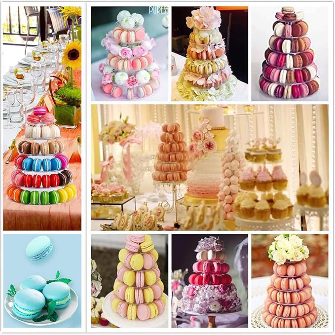 6 Tiers Round Macaron Tower Stand Plastic Cake Stand Macaron Display Rack - Image 6