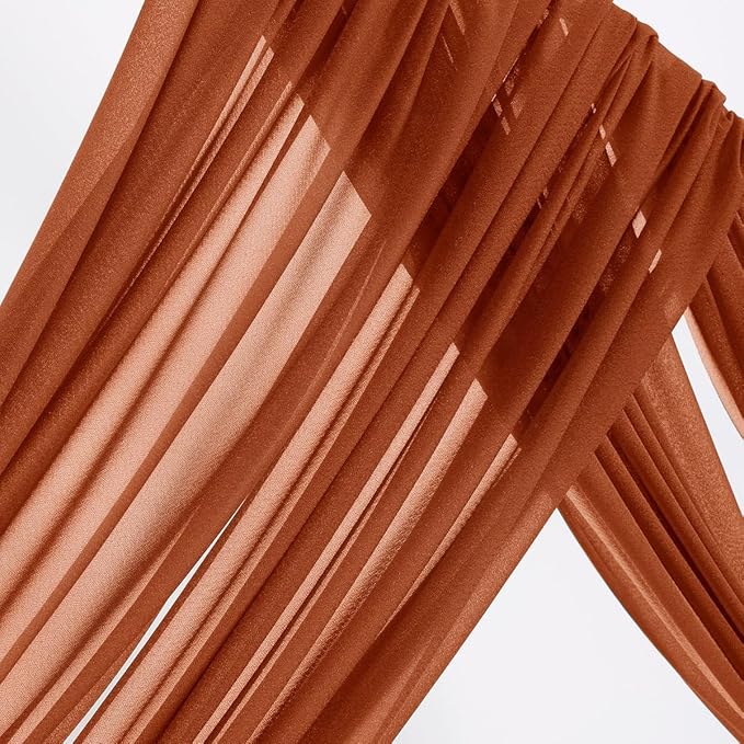 MLMW Fall Wedding Arch Draping Fabric 2 Panels 29" x 20Ft Burnt Orange - Image 2