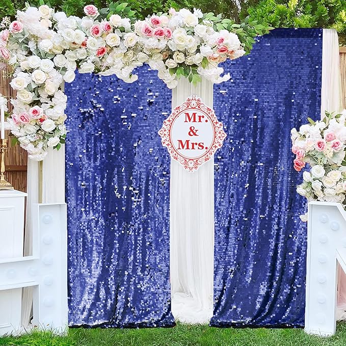 JYFLZQ Blue Payette Sequin Backdrop Curtains 4ft x 8ft 2 Panels Shimmer Wall - Image 8