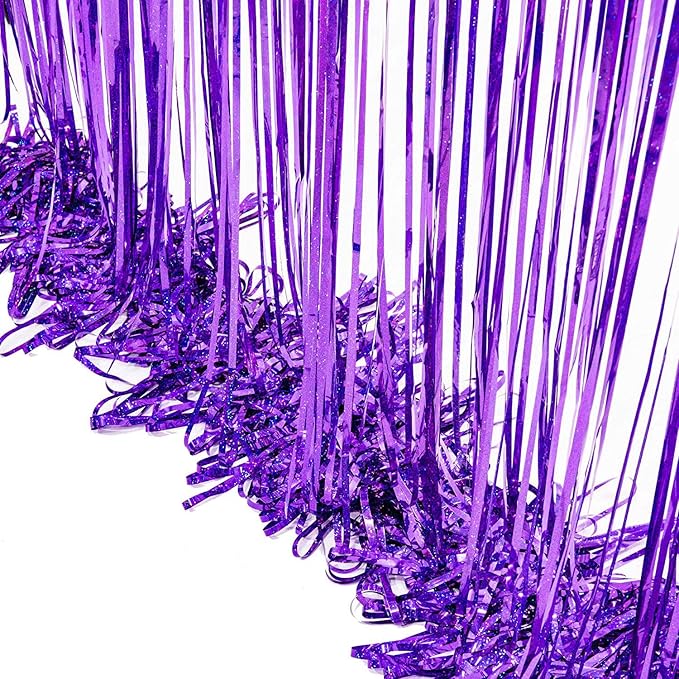 BRAVESHINE Purple Tinsel Foil Fringe Curtains - Image 4