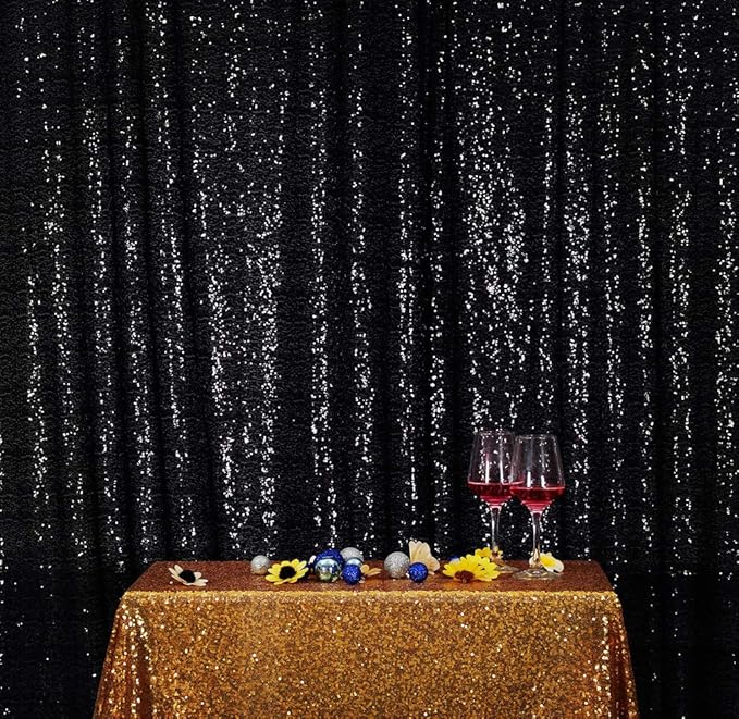 SquarePie Sequin Backdrop 6FT x 8FT Black Curtain Background - Image 7