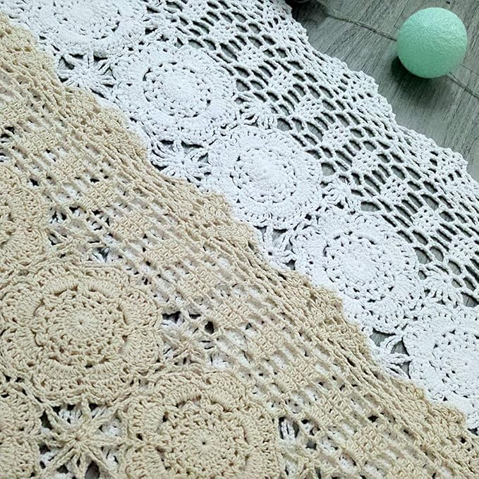 Cotton Handmade Crochet lace Table Runners Rectangular Tablecloth Doilies Doily - Image 5