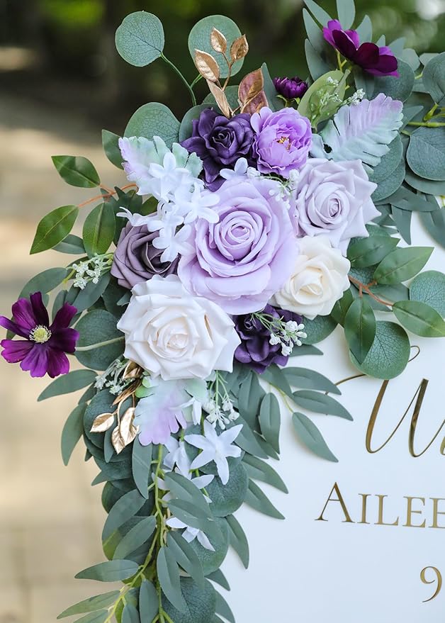 Artificial Lilac Wedding Arch Flowers Swags Set of 2 - Image 3