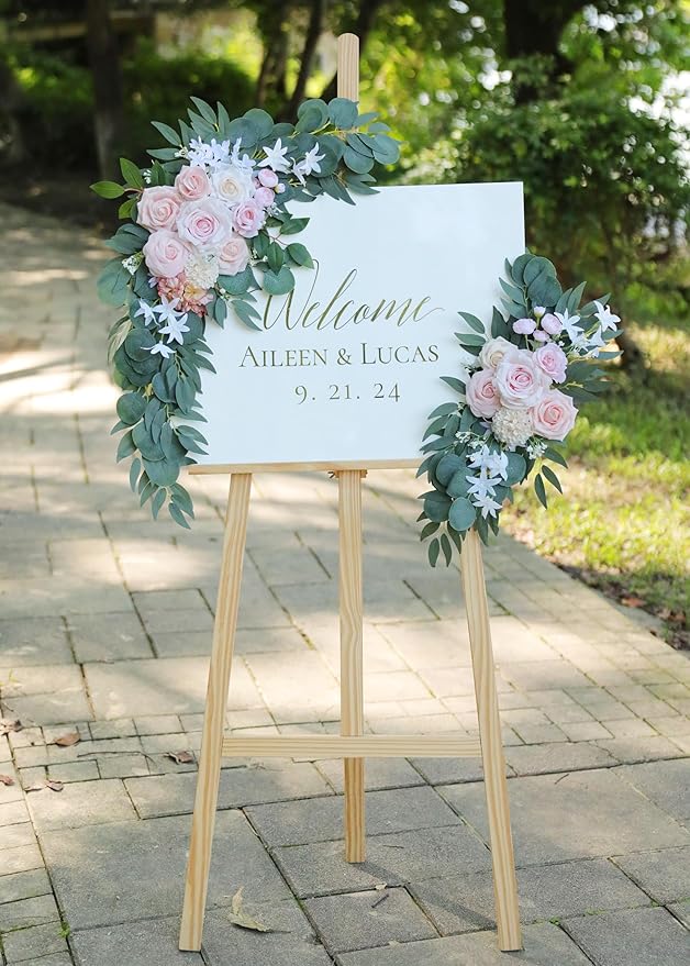 Artificial Pink Wedding Arch Flowers Swag Set of 2 - Image 9