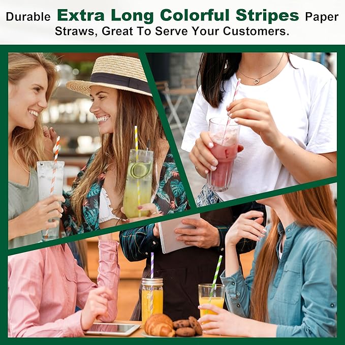 10 inch Long Disposable Paper Straws Bulk - Image 5