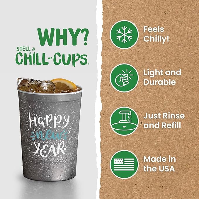 16 oz. Party Cups 'Happy New Year' Champagne Design - Image 3