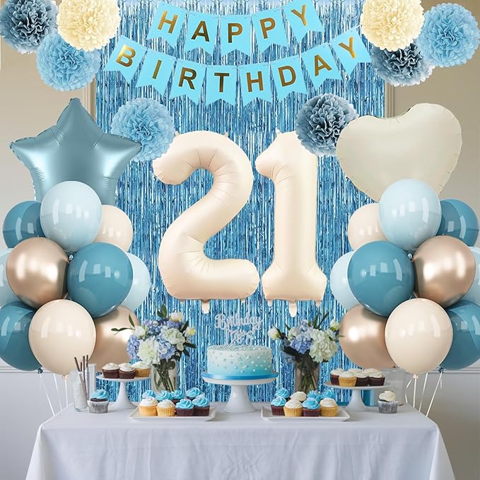 Dusty Blue 21st Birthday Decorations - Image 2