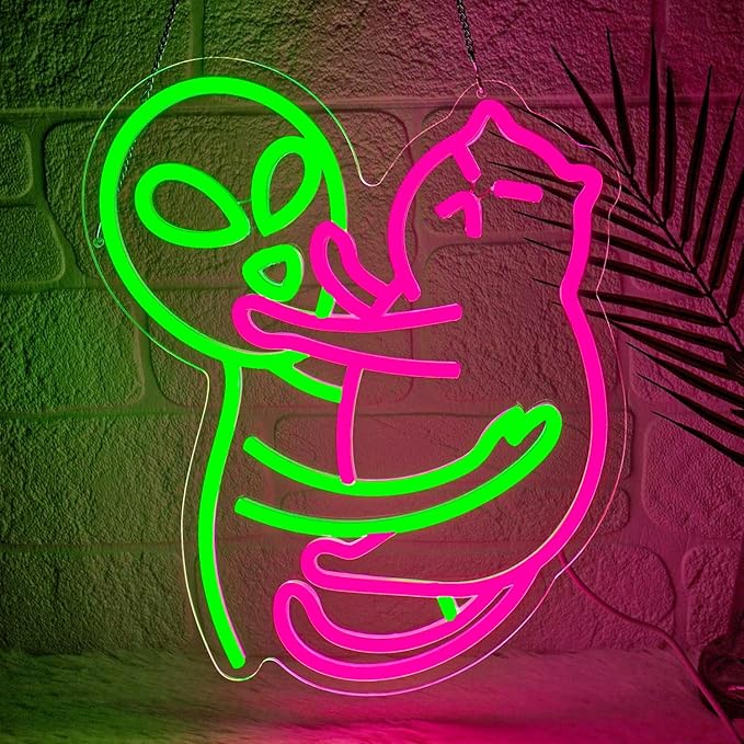 Alien Cat Neon Sign, Neon Signs by YourVibeYourNeon