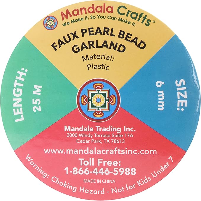 Mandala Crafts 6mm Faux Blue Pearl Beads Roll - Image 4
