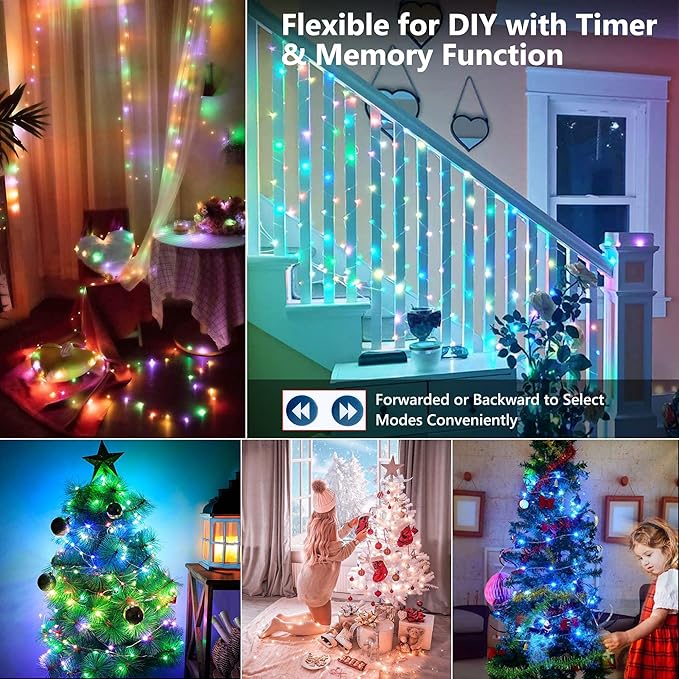 BrizLabs Color Changing Fairy Lights - 33ft 100 LED Christmas Fairy Lights - Image 6