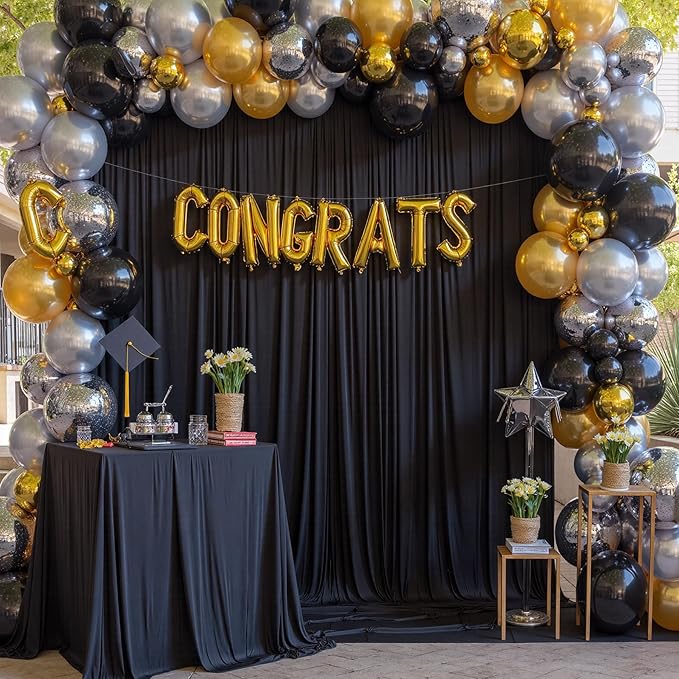 30ft x 15ft Black Wrinkle Free Backdrop Curtain - Image 3