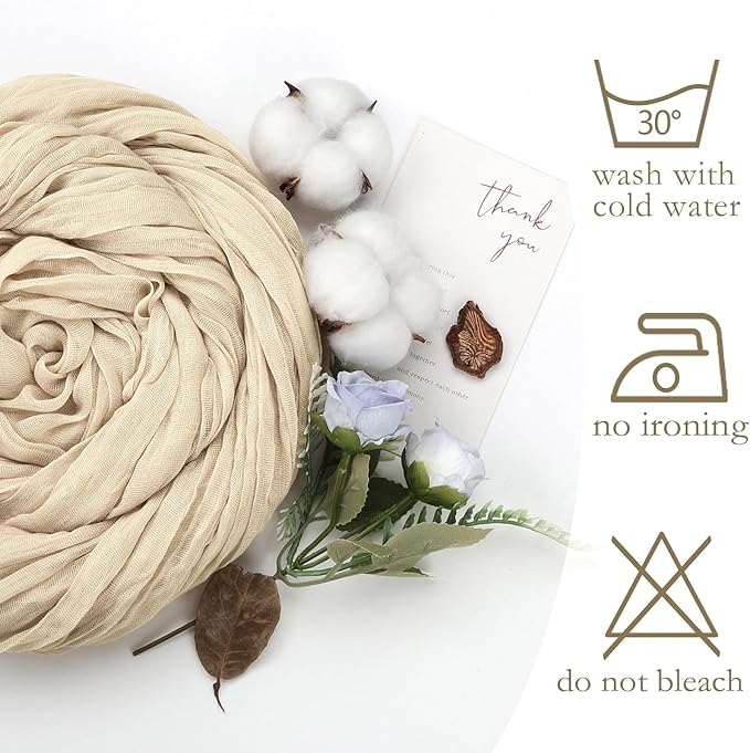 12 Pack Beige Cheesecloth Fall Table Runner 10ft Boho Gauze Fabric Cheese Cloth - Image 5