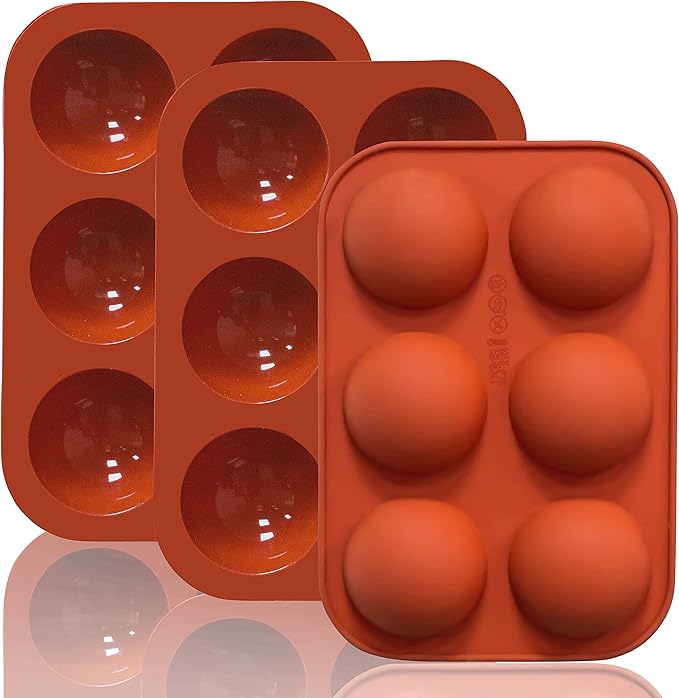 6 Holes Medium Semi Sphere Silicone Molds, 3 Packs Half Sphere Silicone Baking by Lerykin