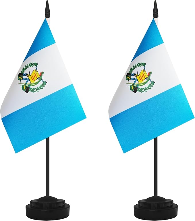 2 Pack Guatemala Desk Flag Set, Guatemalan Desktop Small Miniature Table Office by Unknown