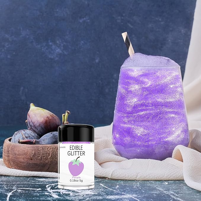 Purple Edible Glimmer Powder Glitter, Colaele 5 grams Food-Grade Luster Dust - Image 4